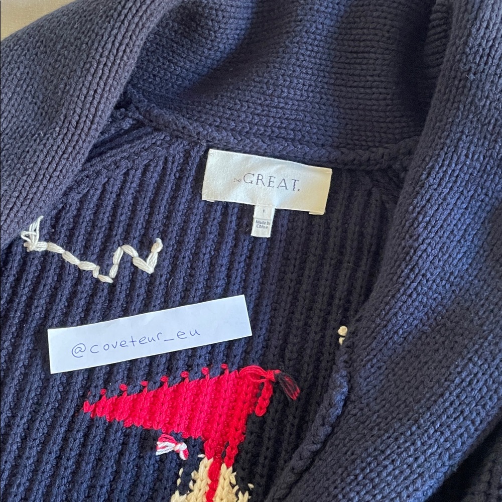 The Great. The Sailboat Lodge Cardigan in navy. Size 1. - Picture 3 of 8